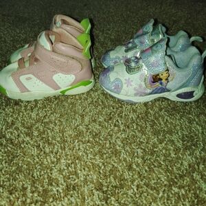 Jordan Pink and Green Kids Sneakers